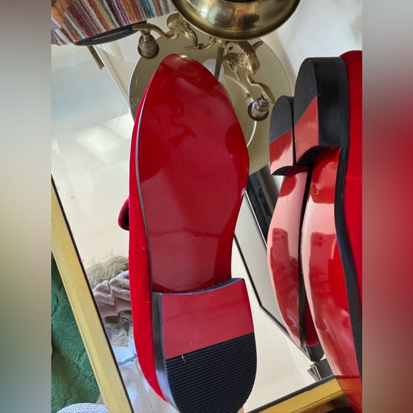 Luxurious Red and Gold Velvet Slip-On Loafers 9 main image 5